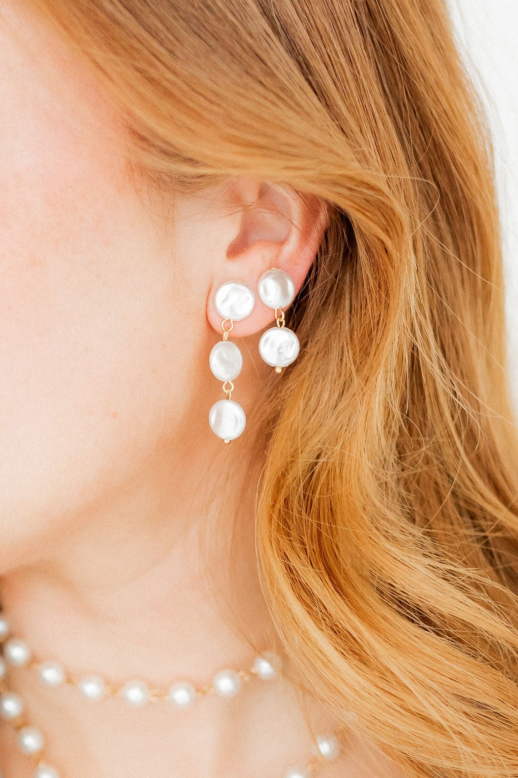 Libby Drop Statement Earrings - 2 Pearl - Aaria Tees Aaria Tees