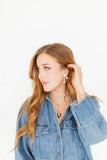 Libby Drop Statement Earrings - 2 Pearl - Aaria Tees Aaria Tees
