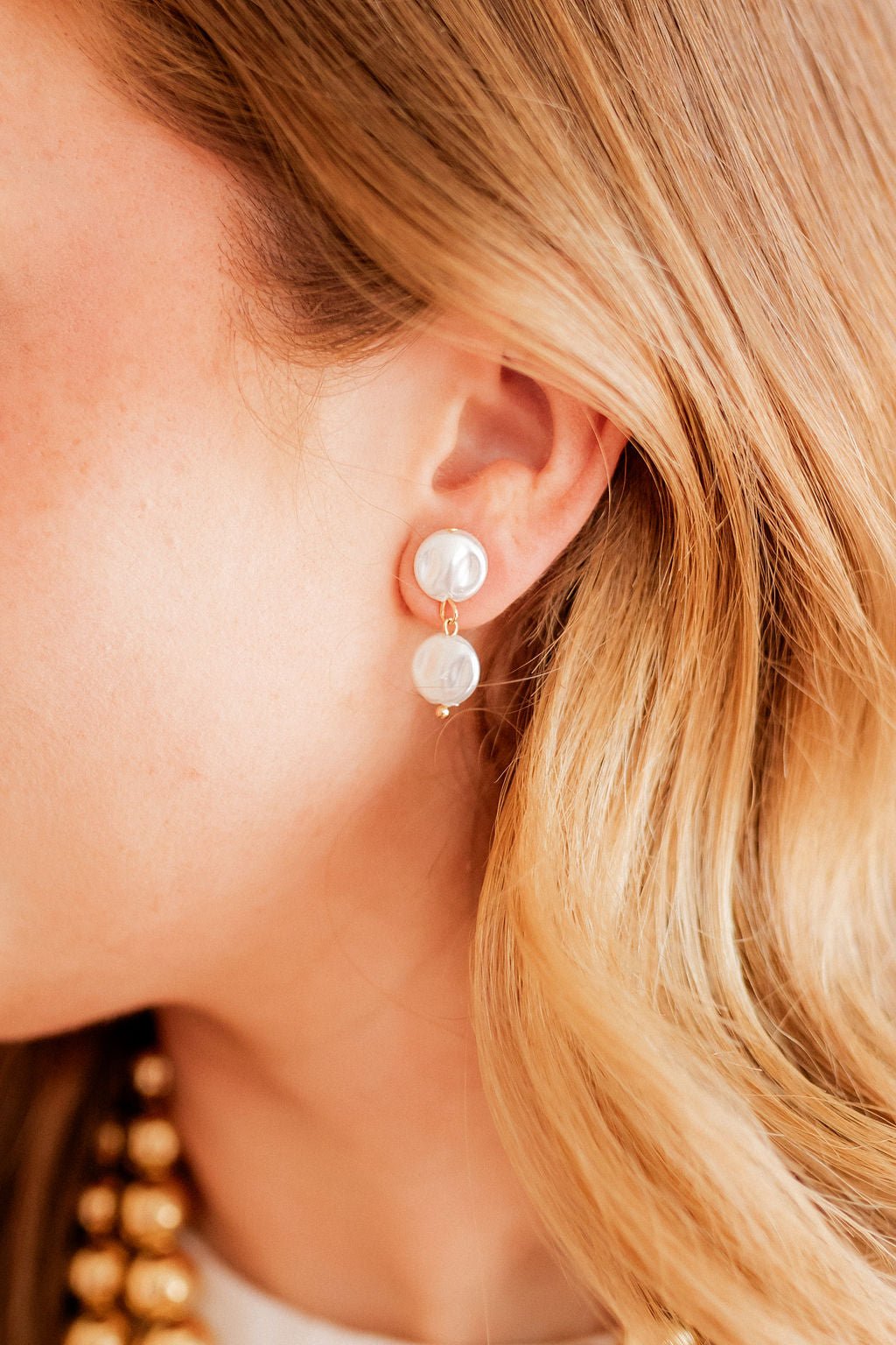 Libby Drop Statement Earrings - 2 Pearl - Aaria Tees Aaria Tees
