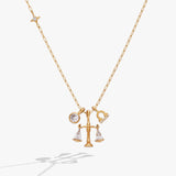 Libra Zodiac Charm Cluster Necklace - Aaria Tees Aaria Tees