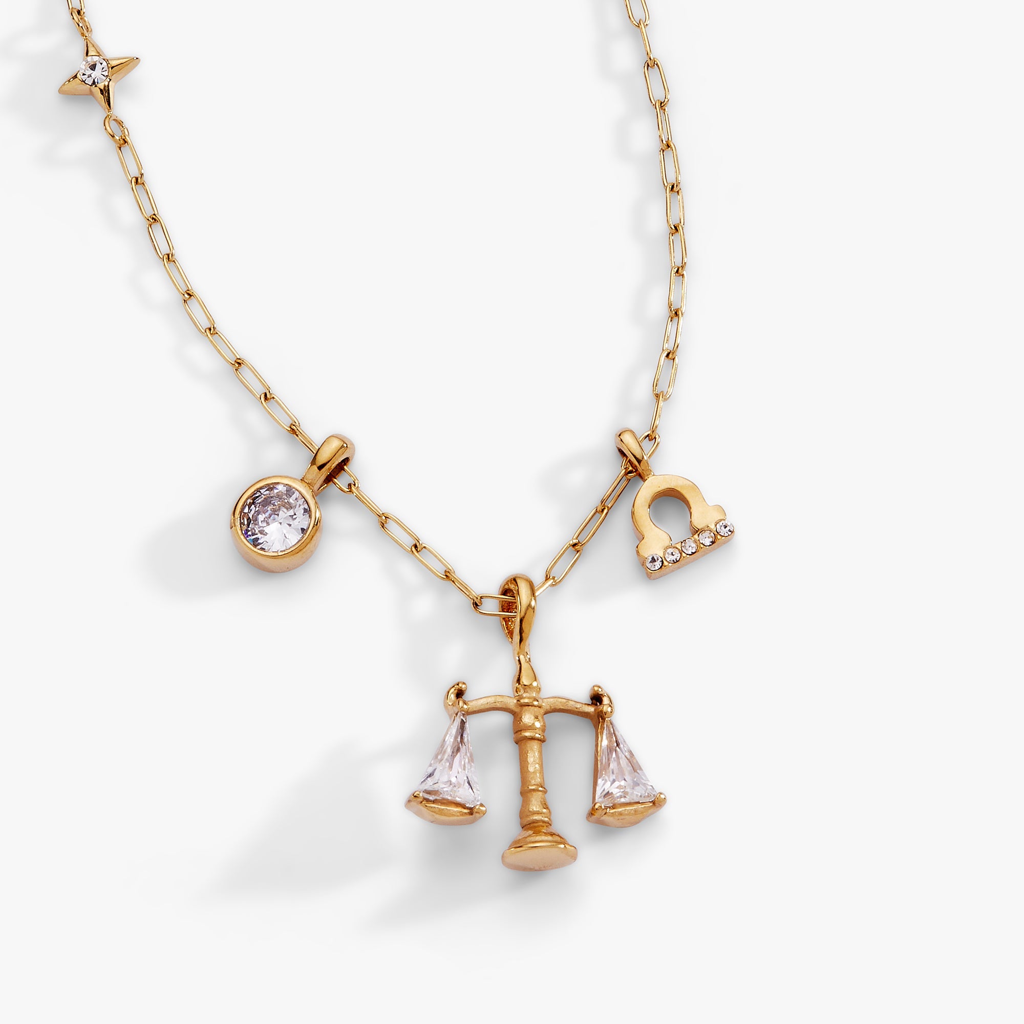 Libra Zodiac Charm Cluster Necklace - Aaria Tees Aaria Tees