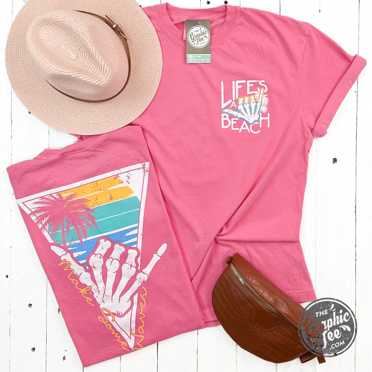 Life's a Beach Crunchberry Garment Dyed Short Sleeve Tee - Aaria Tees Aaria Tees