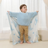 Whale Jacquard Knit Baby Blanket - Aaria Tees Aaria Tees