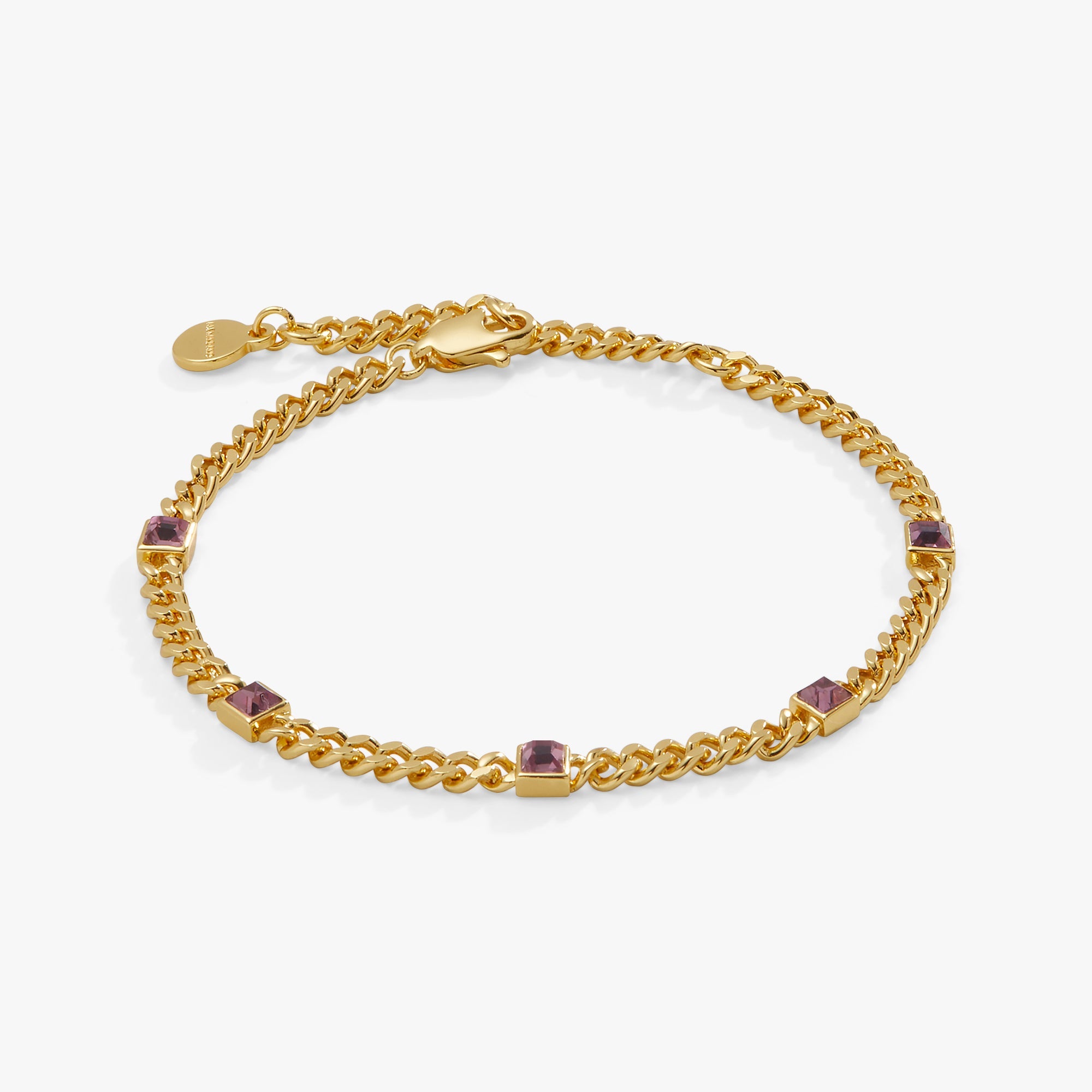 June Birthstone Light Amethyst Curb Chain Bracelet - Aaria Tees Aaria Tees