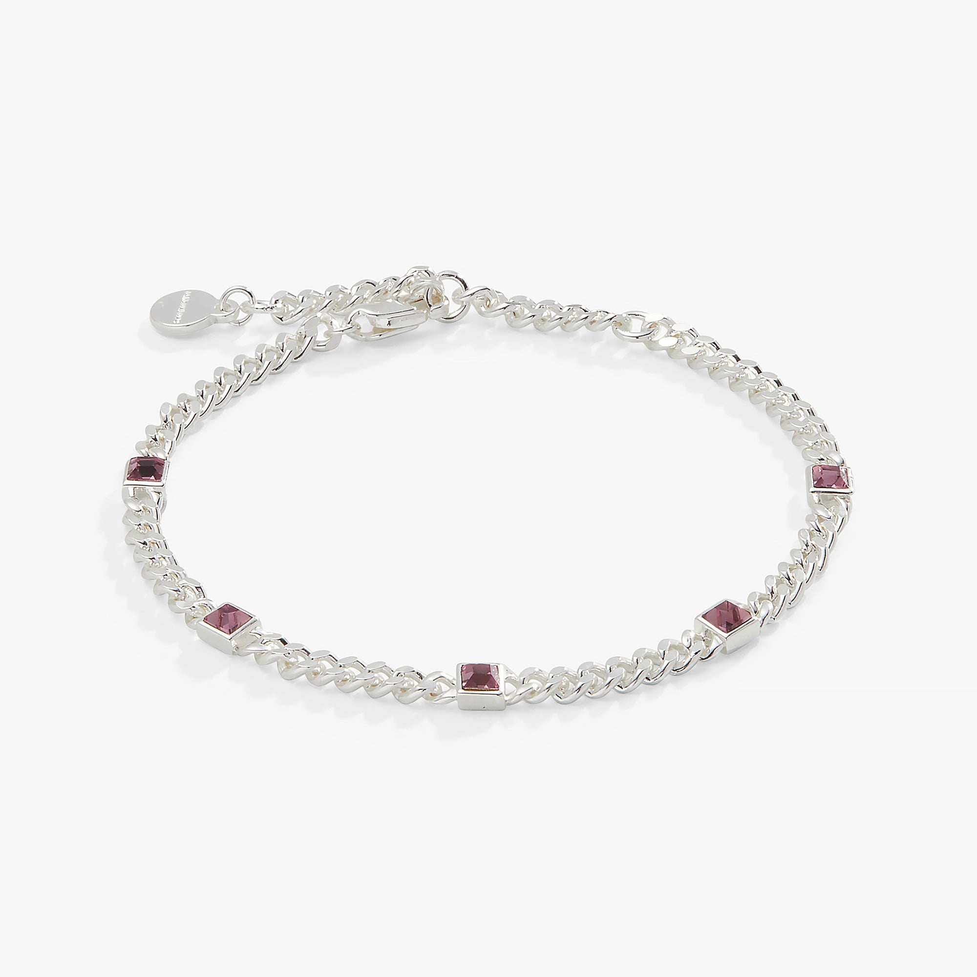 June Birthstone Light Amethyst Curb Chain Bracelet - Aaria Tees Aaria Tees