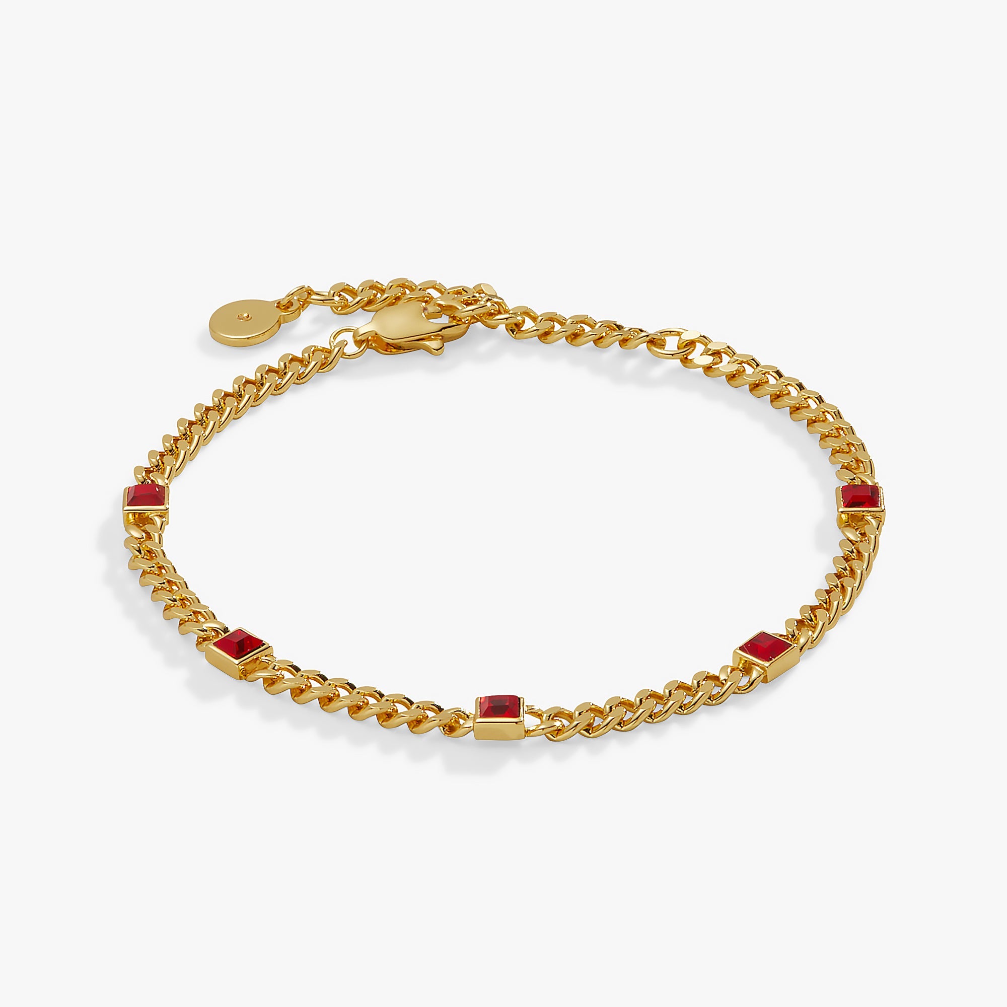 July Birthstone Ruby Curb Chain Bracelet - Aaria Tees Aaria Tees