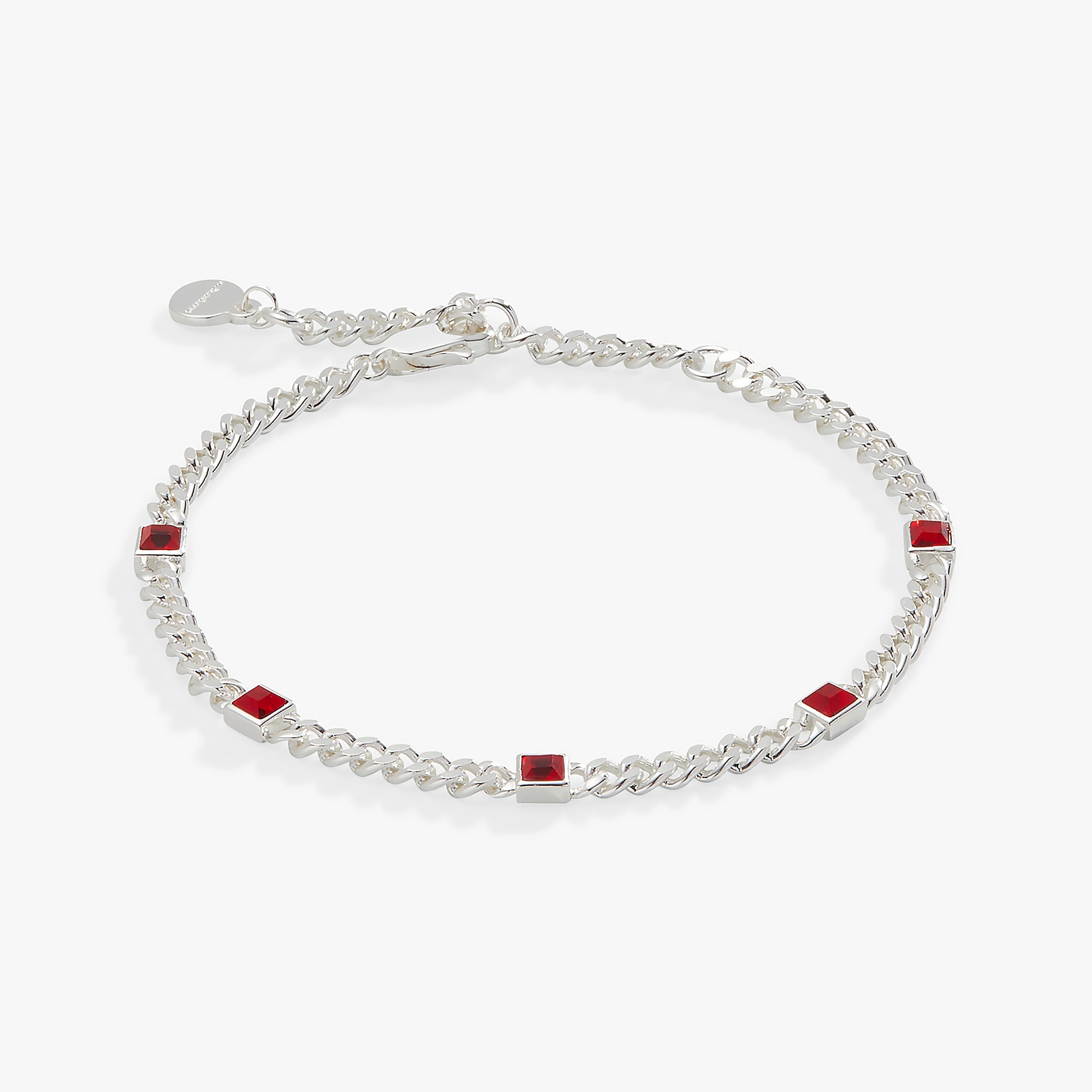 July Birthstone Ruby Curb Chain Bracelet - Aaria Tees Aaria Tees