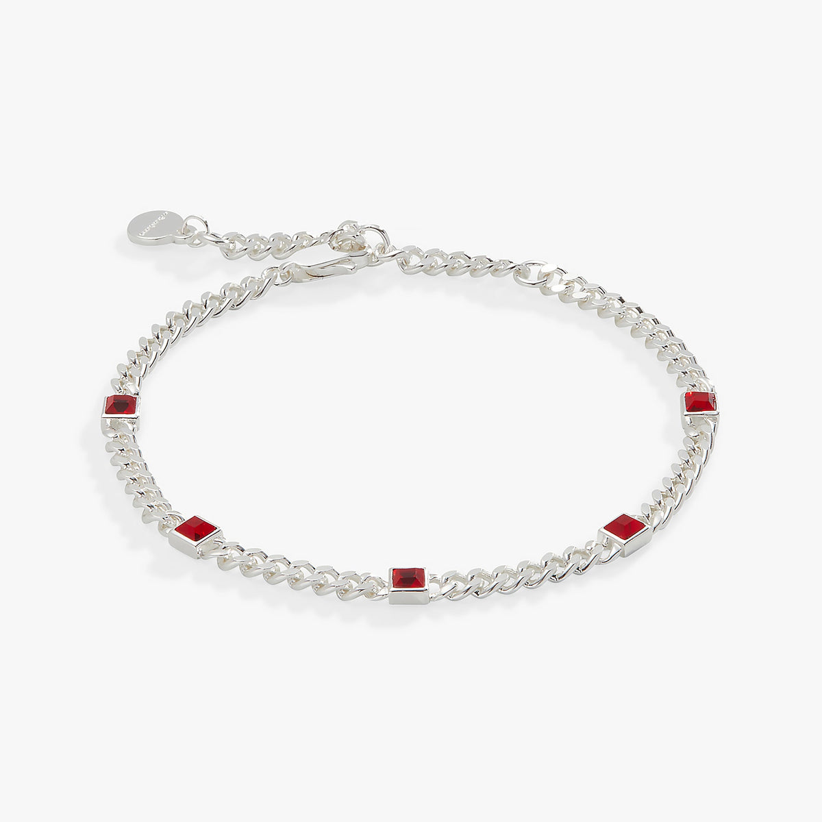 July Birthstone Ruby Curb Chain Bracelet - Aaria Tees