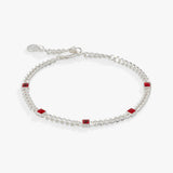 July Birthstone Ruby Curb Chain Bracelet - Aaria Tees Aaria Tees