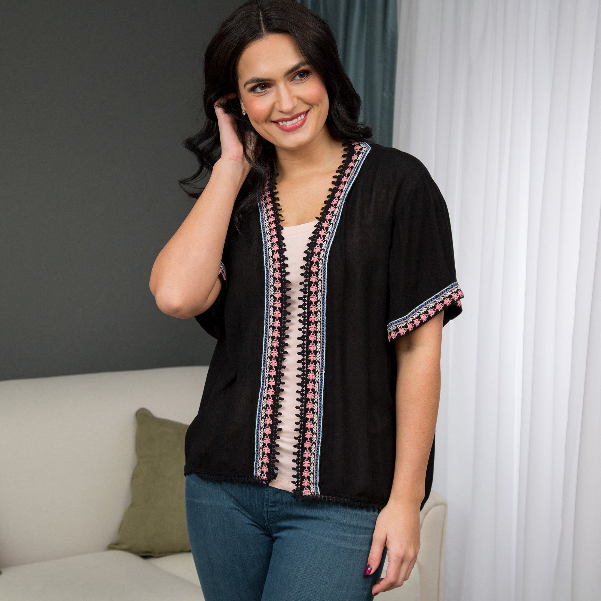 Midnight Muse Open-Front Cardigan - Aaria Tees Aaria Tees