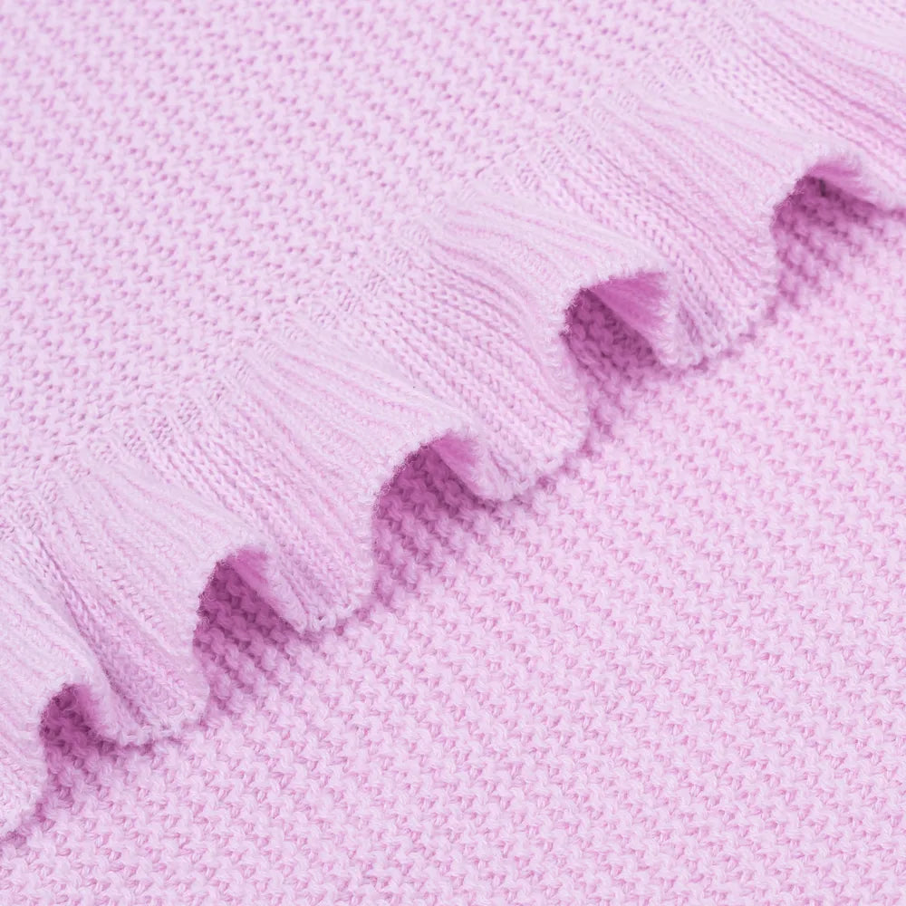 Ruffled Edge Knit Baby Blanket in Lilac - Aaria Tees Aaria Tees