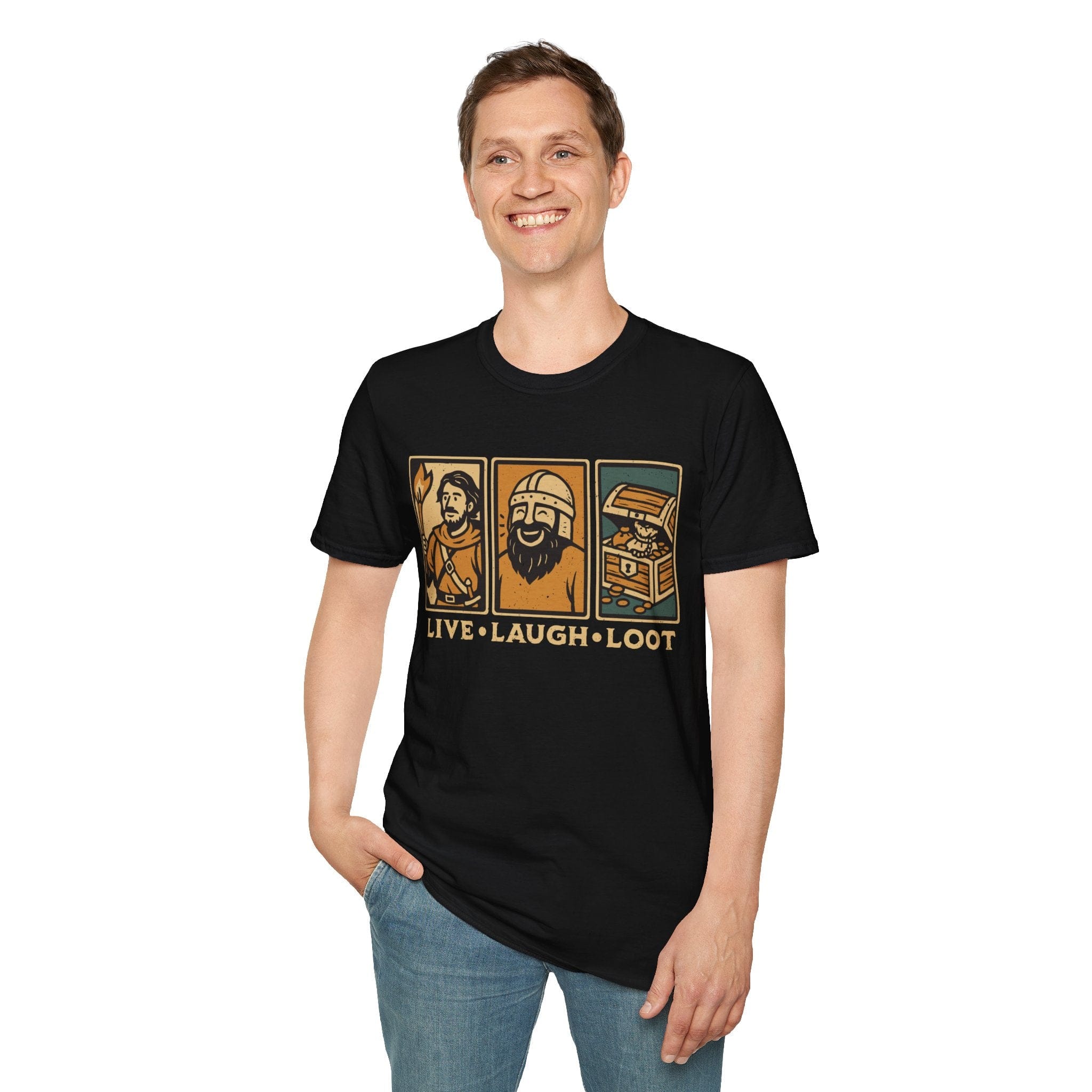 Live Laugh Loot T-shirt - Comic Panels - Aaria Tees Aaria Tees