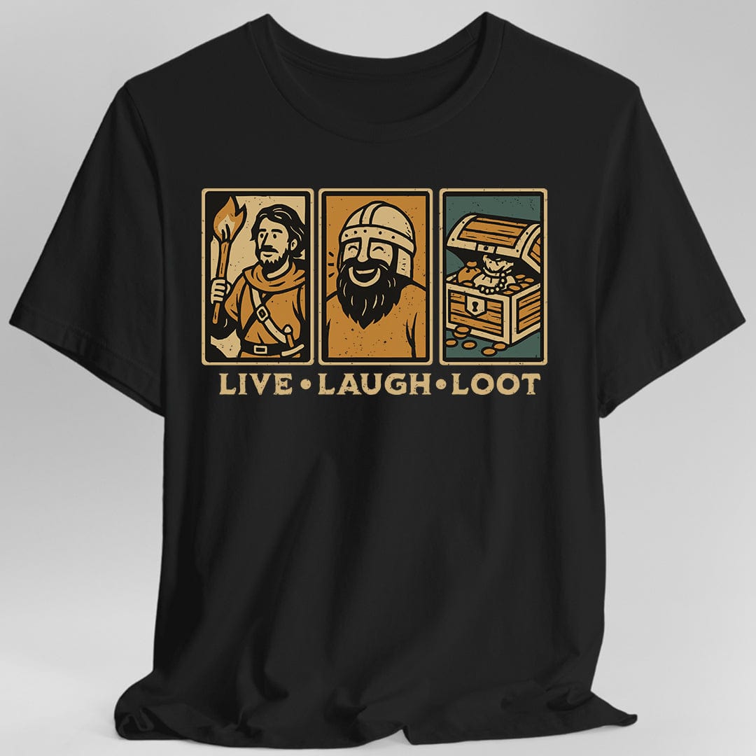 Live Laugh Loot T-shirt - Comic Panels - Aaria Tees Aaria Tees
