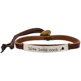 Live Love Cook Leather Bracelet - Aaria Tees Aaria Tees