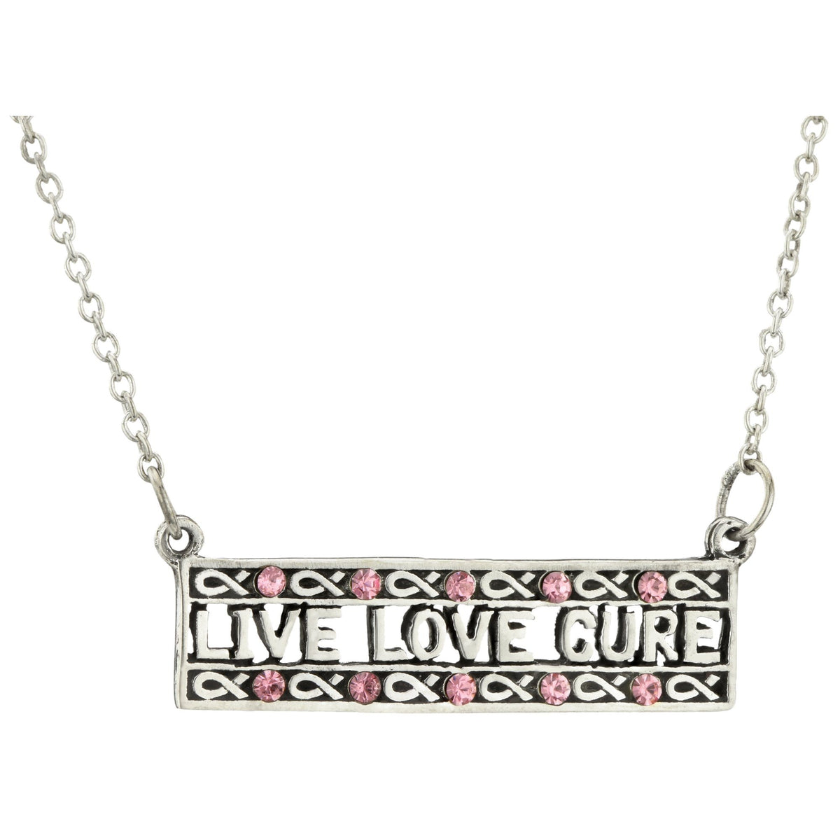 Live Love Cure Pink Ribbon Sterling Necklace - Aaria Tees