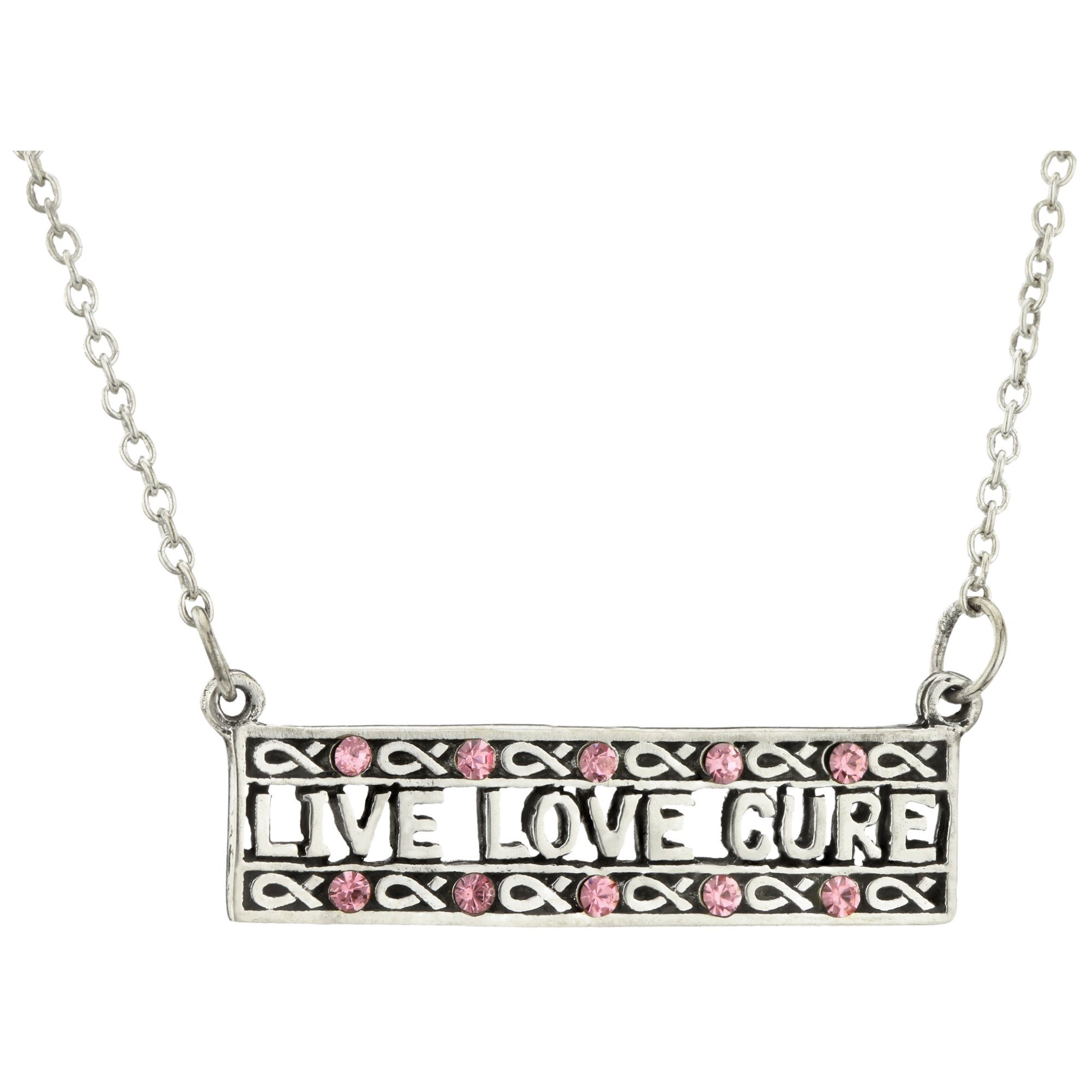 Live Love Cure Pink Ribbon Sterling Necklace - Aaria Tees Aaria Tees