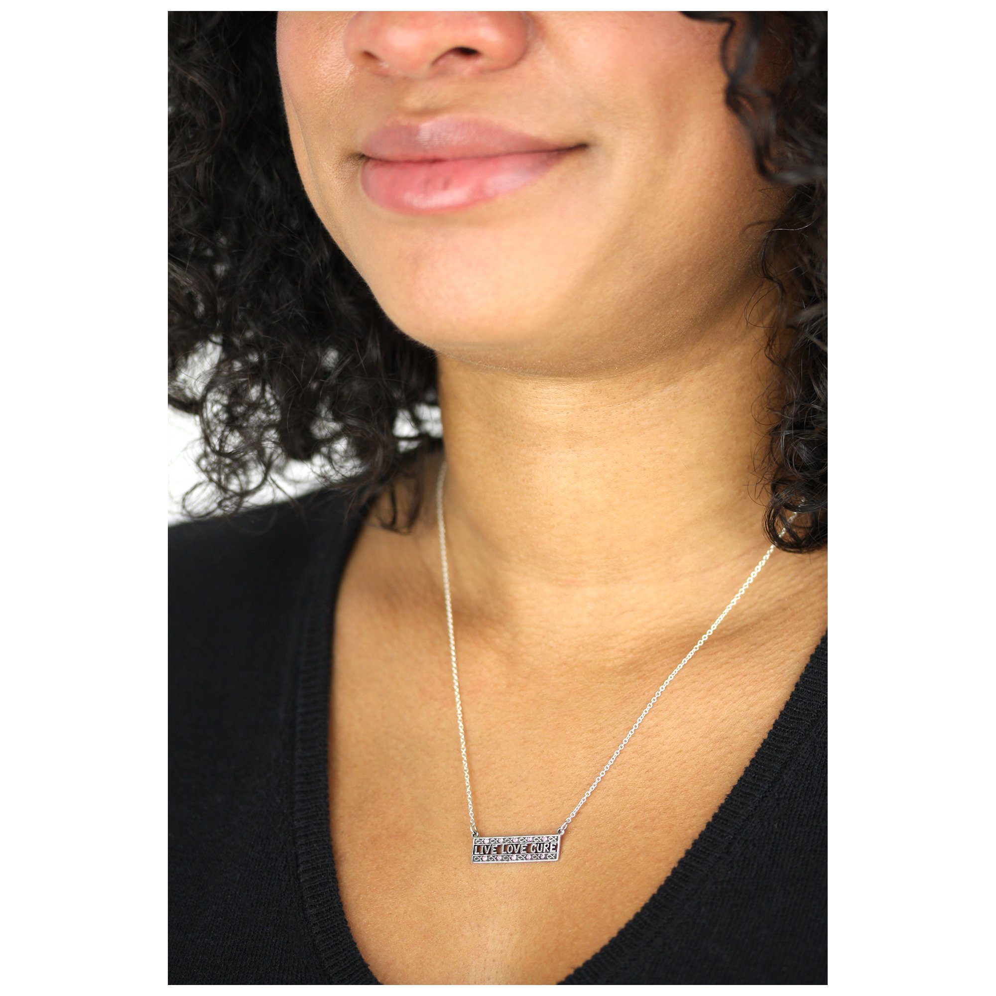Live Love Cure Pink Ribbon Sterling Necklace - Aaria Tees Aaria Tees