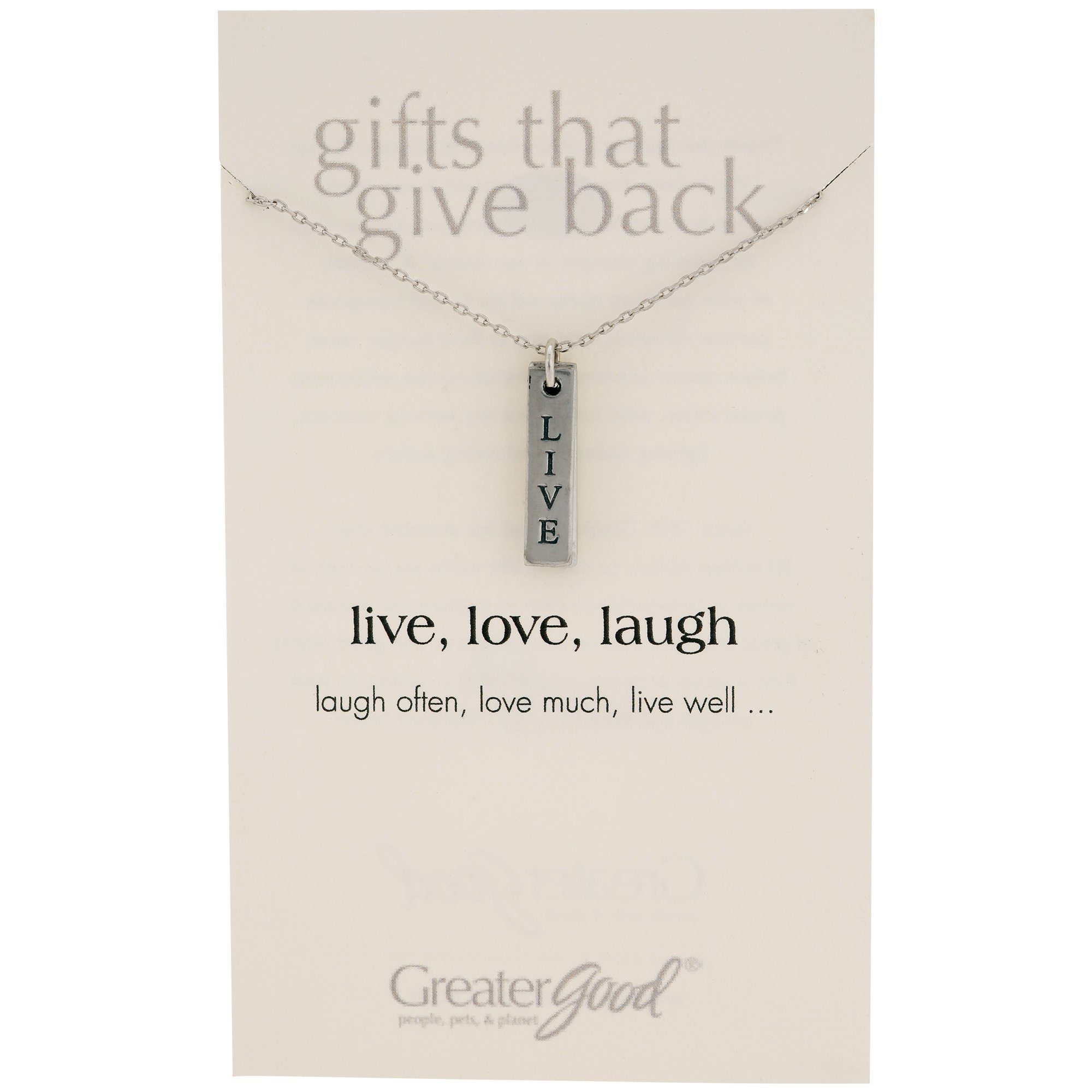 Live Love Laugh Pewter Necklace - Aaria Tees Aaria Tees