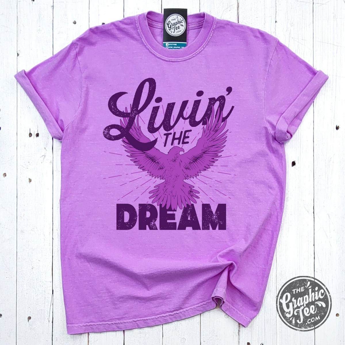 Livin' the Dream Pigment Dyed Neon Violet Tee - Aaria Tees