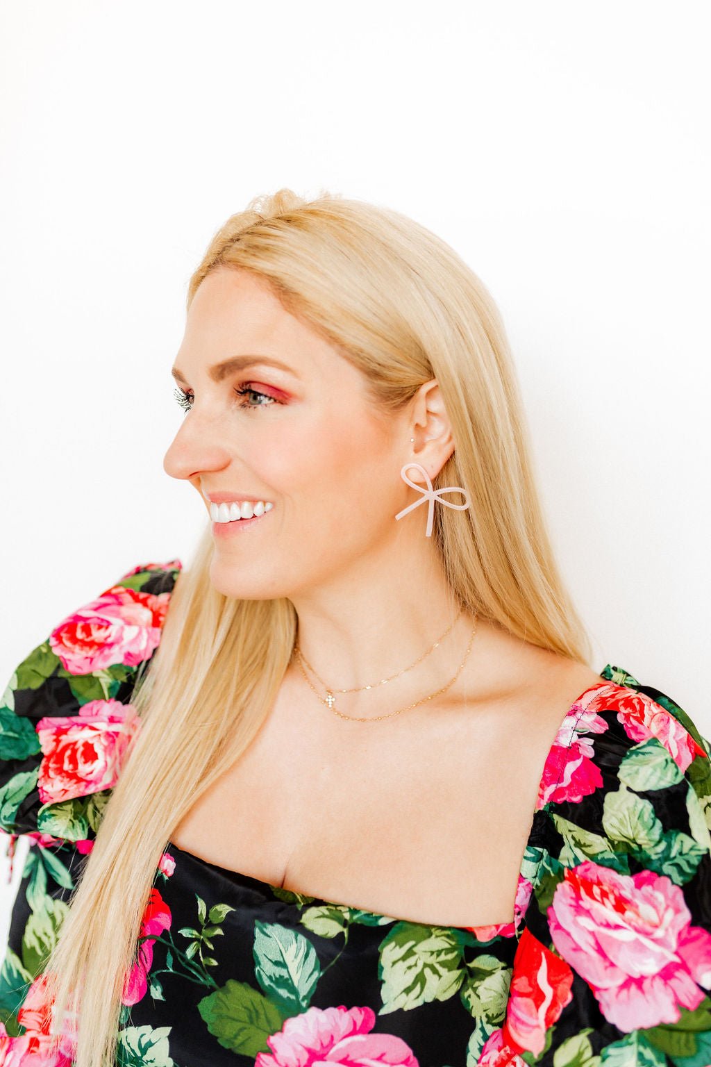 Lola Bow Earrings - Baby Pink - Aaria Tees Aaria Tees
