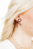 Lola Bow Earrings - Maroon - Aaria Tees Aaria Tees
