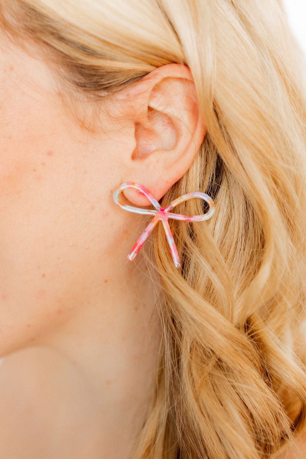 Lola Bow Earrings - Pink Sprinkles - Aaria Tees