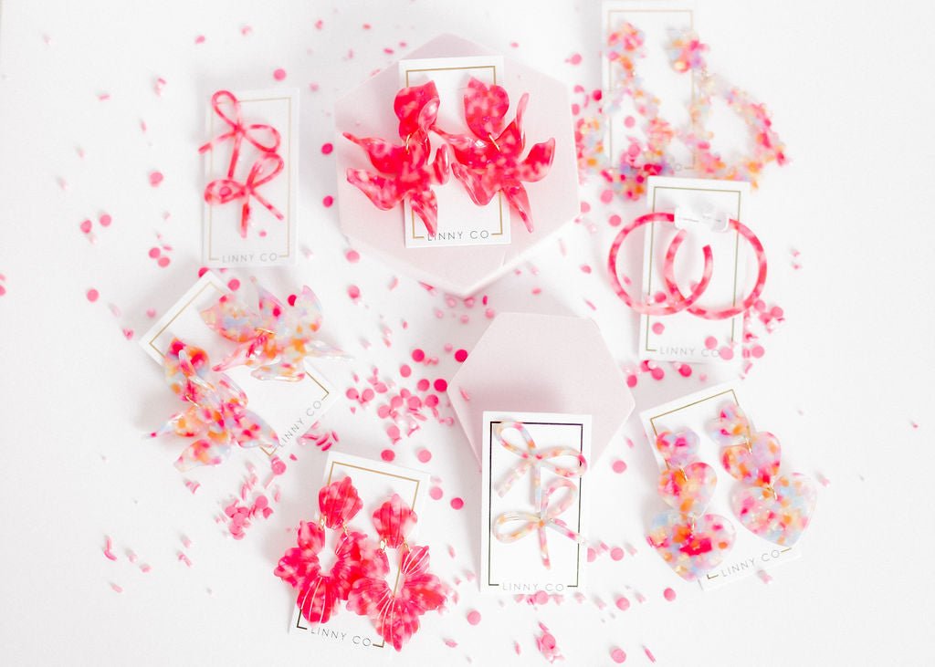 Lola Bow Earrings - Pink Sprinkles - Aaria Tees Aaria Tees