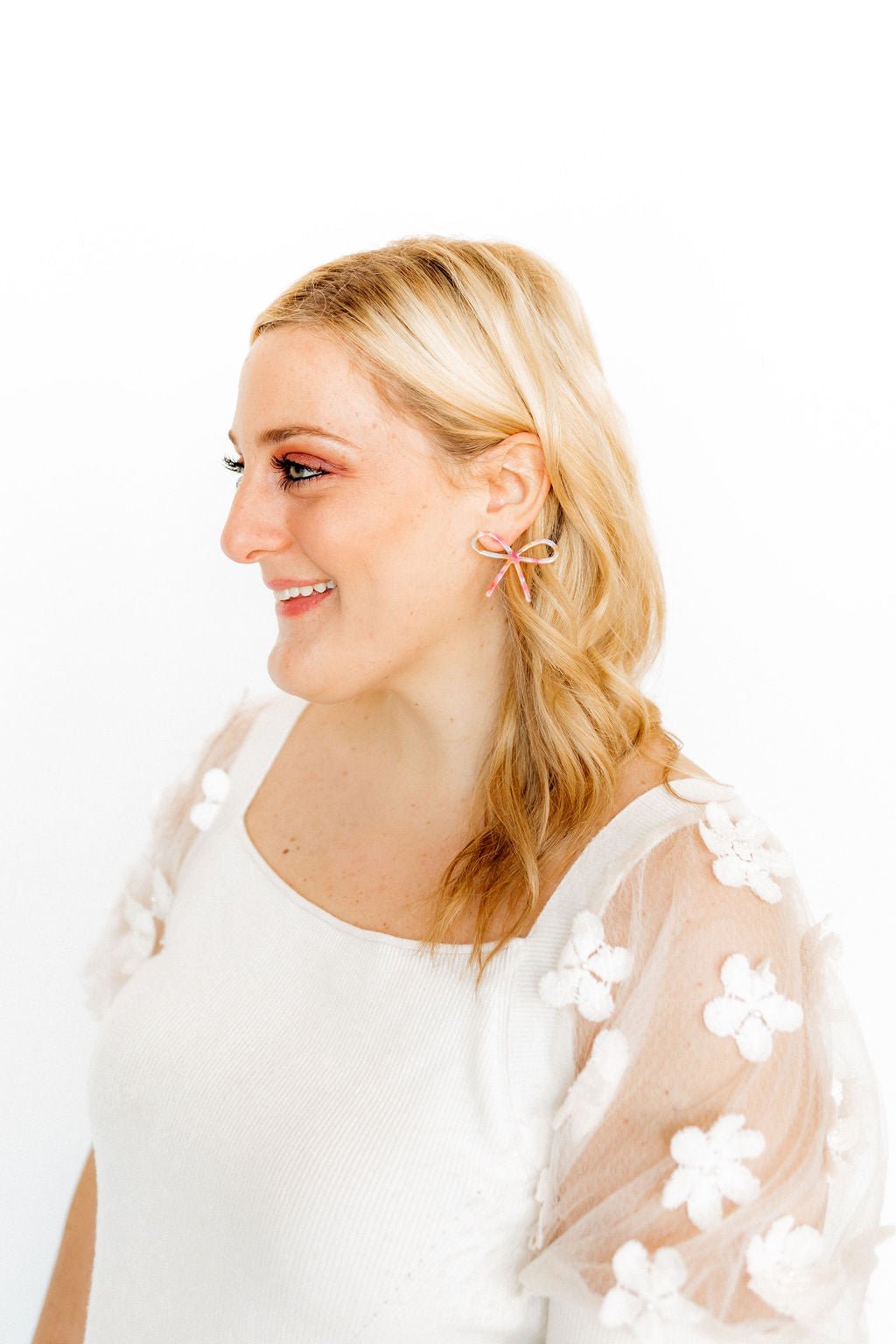 Lola Bow Earrings - Pink Sprinkles - Aaria Tees Aaria Tees