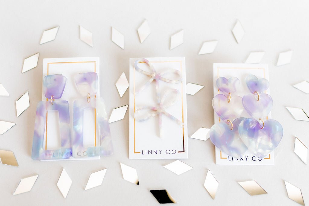 Lola Bow Earrings - Purple Sprinkles - Aaria Tees Aaria Tees