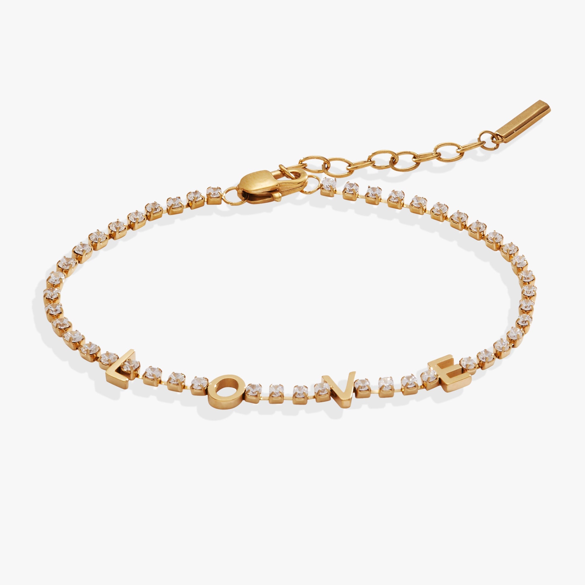 “Love” Crystal Tennis Bracelet - Aaria Tees Aaria Tees