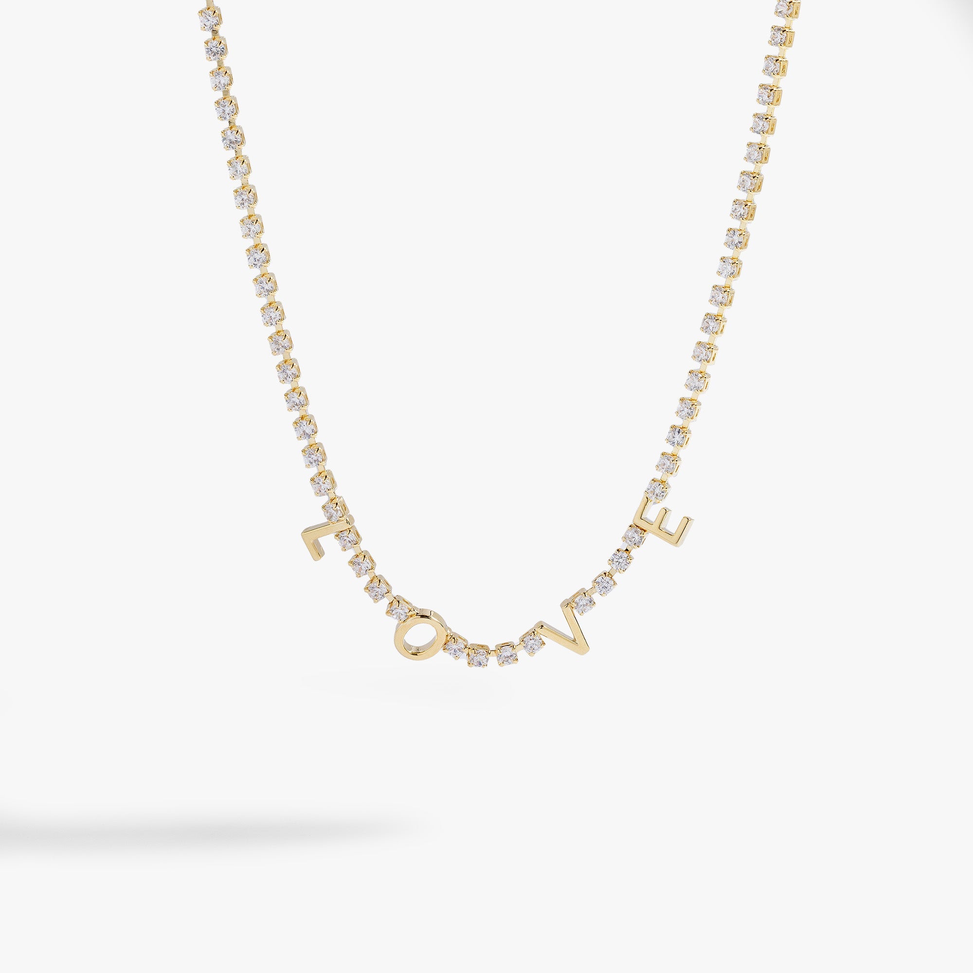 "Love" Crystal Tennis Necklace - Aaria Tees Aaria Tees