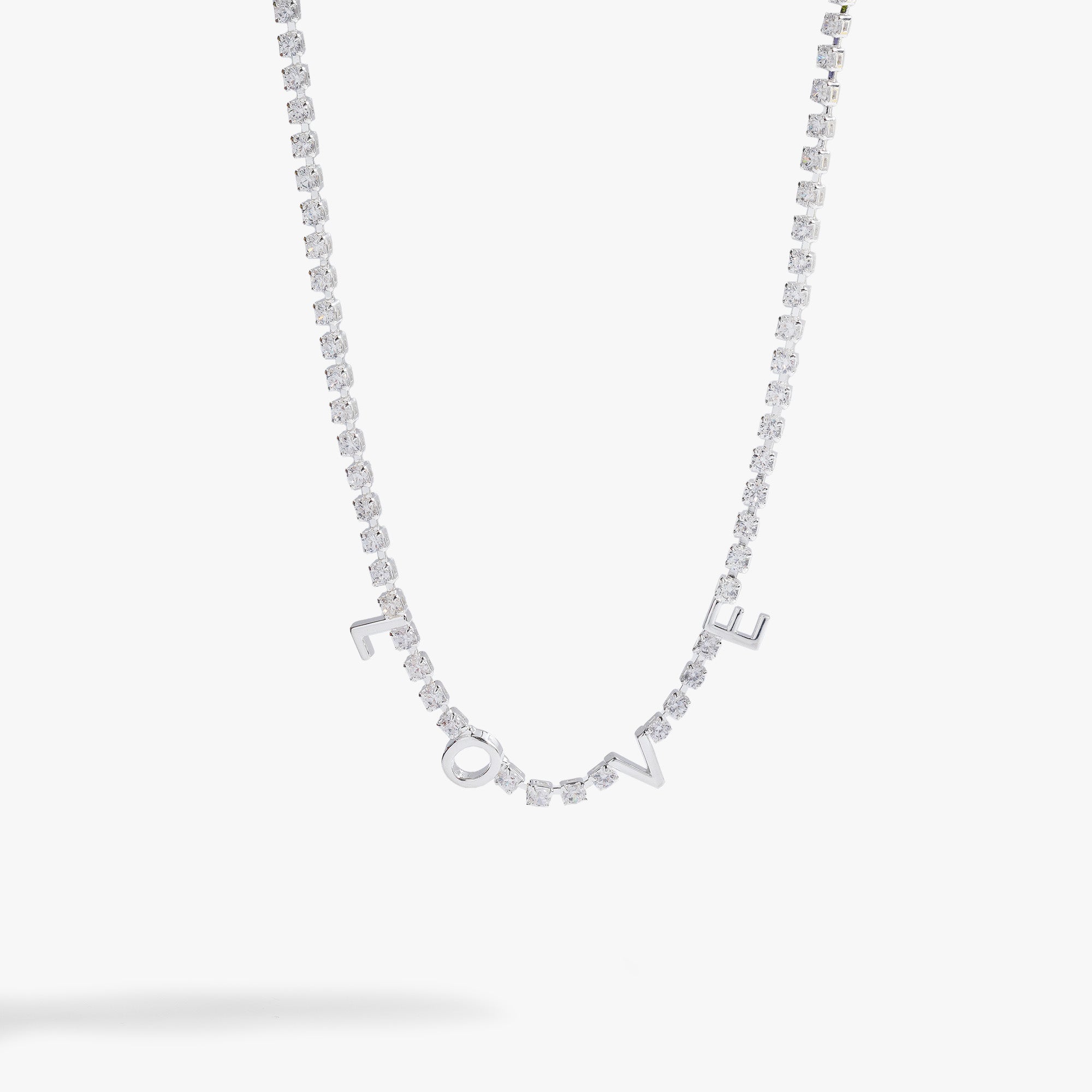 "Love" Crystal Tennis Necklace - Aaria Tees Aaria Tees