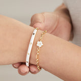 Mother Of Pearl Daisy Charm Chain Bracelet - Aaria Tees Aaria Tees