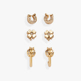 Love and Luck Stud & Hoop Earrings Set of 3 - Aaria Tees Aaria Tees