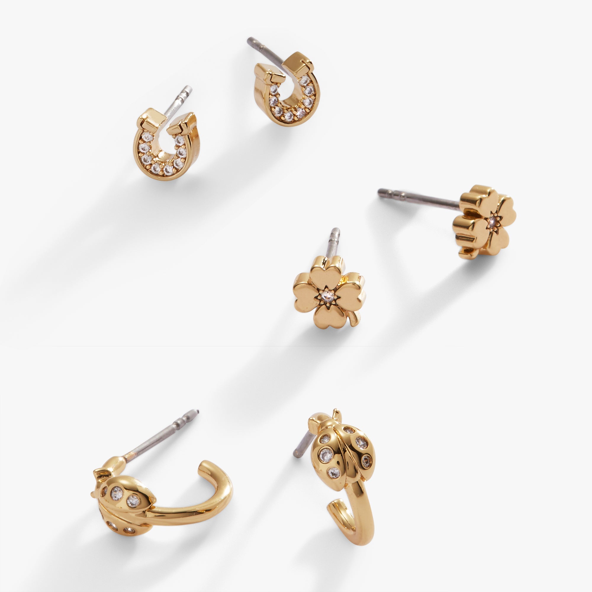 Love and Luck Stud & Hoop Earrings Set of 3 - Aaria Tees Aaria Tees