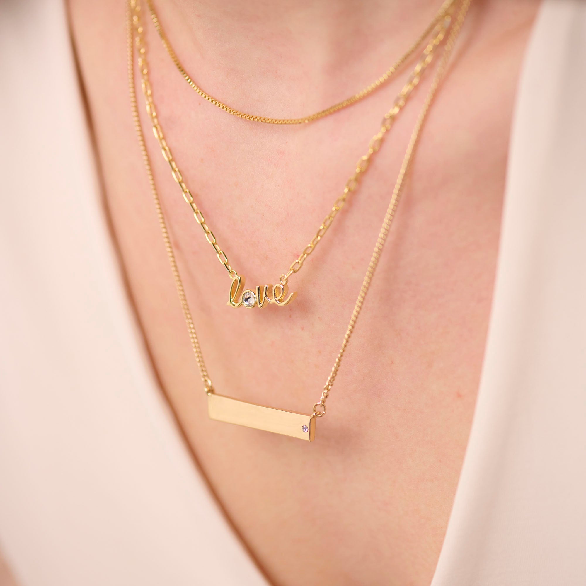 Bar Necklace with Crystal Accent - Aaria Tees Aaria Tees