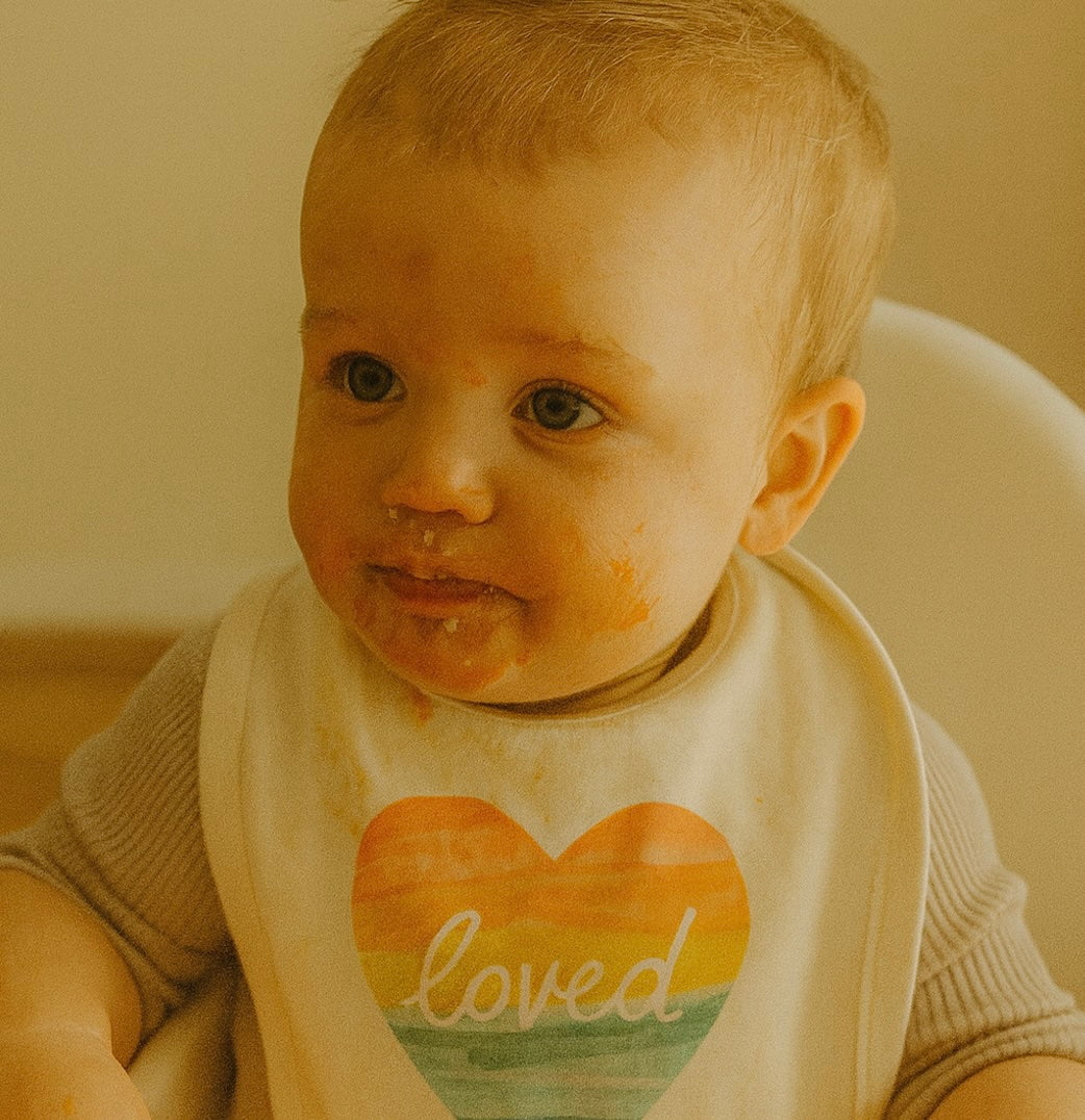 graphic bib | loved rainbow heart - Aaria Tees Aaria Tees
