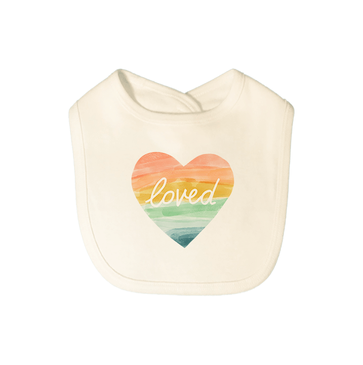 graphic bib | loved rainbow heart - Aaria Tees