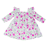 Sweet Purple Flowers Ruffle Dress with Bloomer Aaria Tees