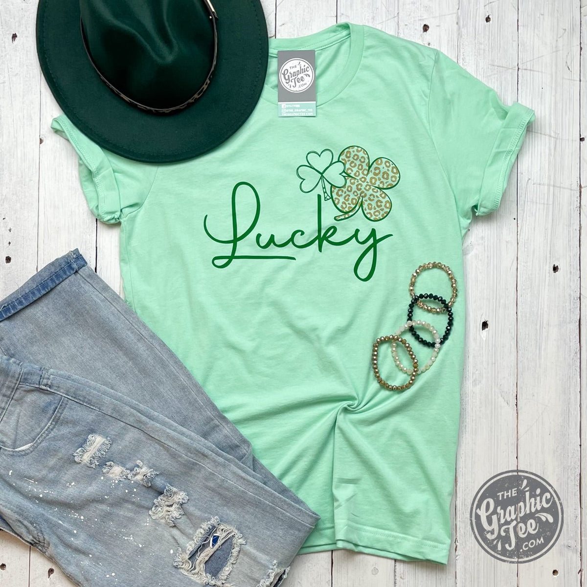 Lucky Gold Cheetah Shamrock Short Sleeve Tee - Aaria Tees