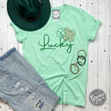 Lucky Gold Cheetah Shamrock Short Sleeve Tee - Aaria Tees Aaria Tees