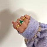 Lucy Emerald Heart Ring Aaria Tees