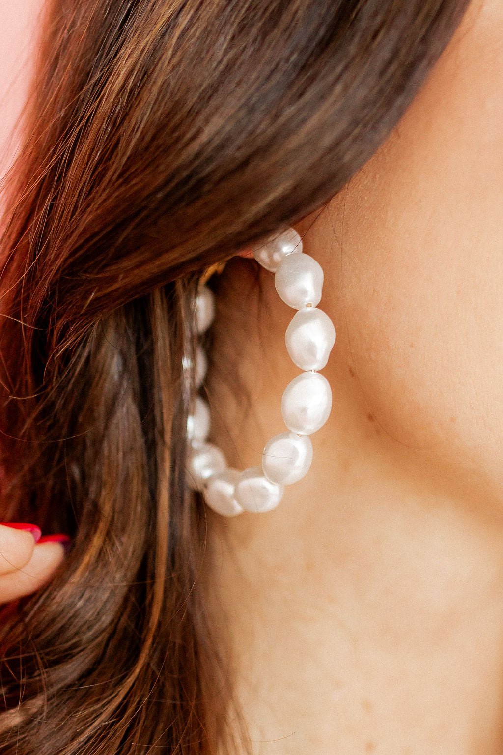 Macy Pearl Hoop Earrings - Aaria Tees Aaria Tees