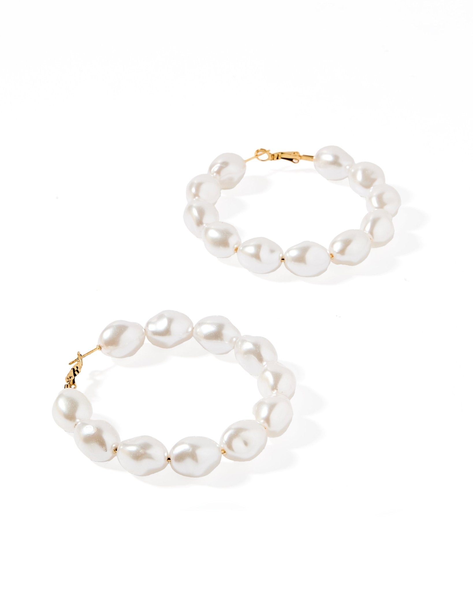 Macy Pearl Hoop Earrings - Aaria Tees Aaria Tees