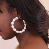 Macy Pearl Hoop Earrings - Aaria Tees Aaria Tees