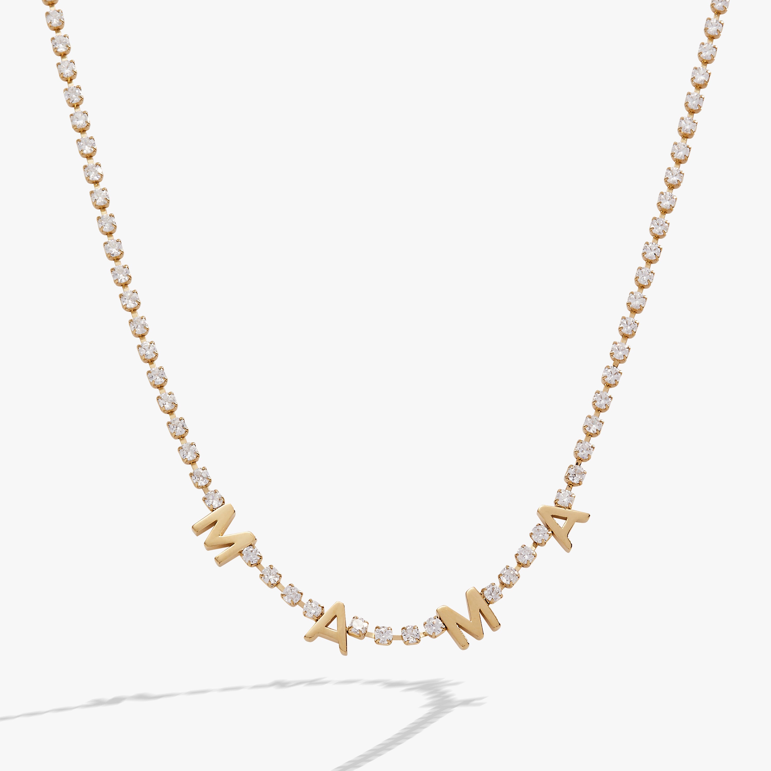 "Mama" Crystal Tennis Necklace - Aaria Tees Aaria Tees