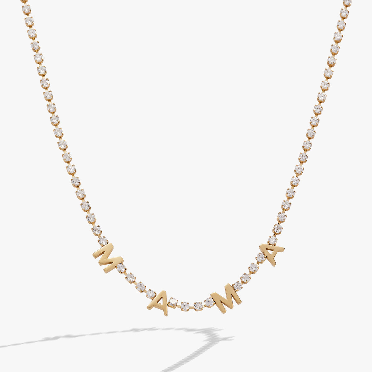 "Mama" Crystal Tennis Necklace - Aaria Tees