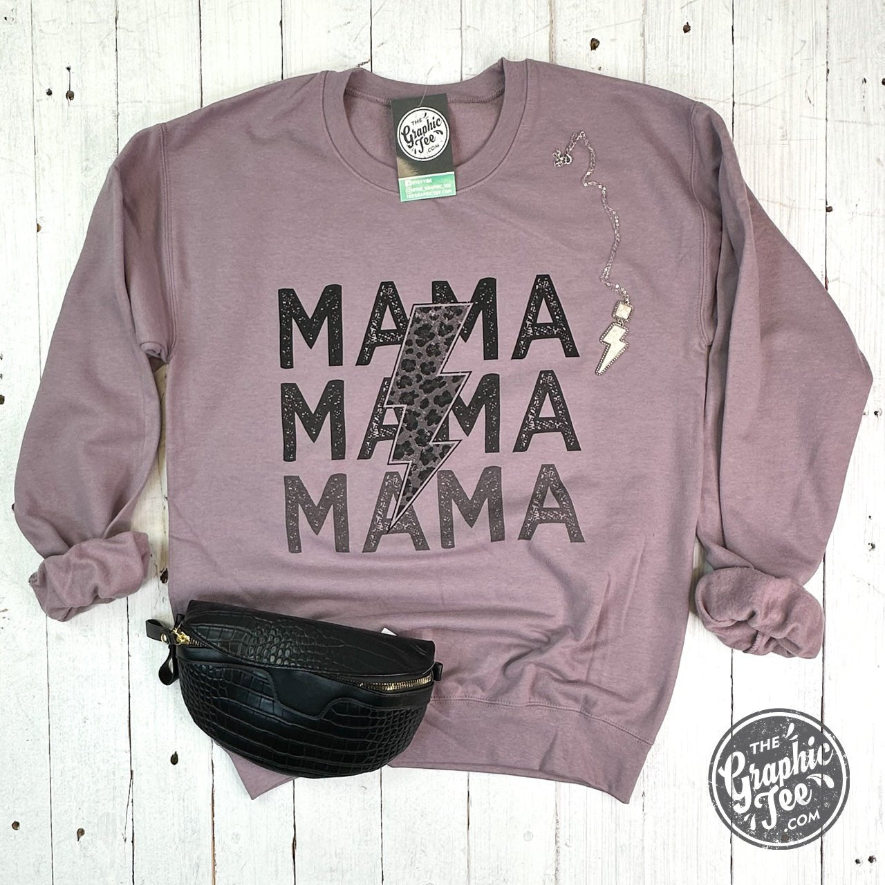 Mama Lightning Bolt Crewneck Sweatshirt - Aaria Tees Aaria Tees