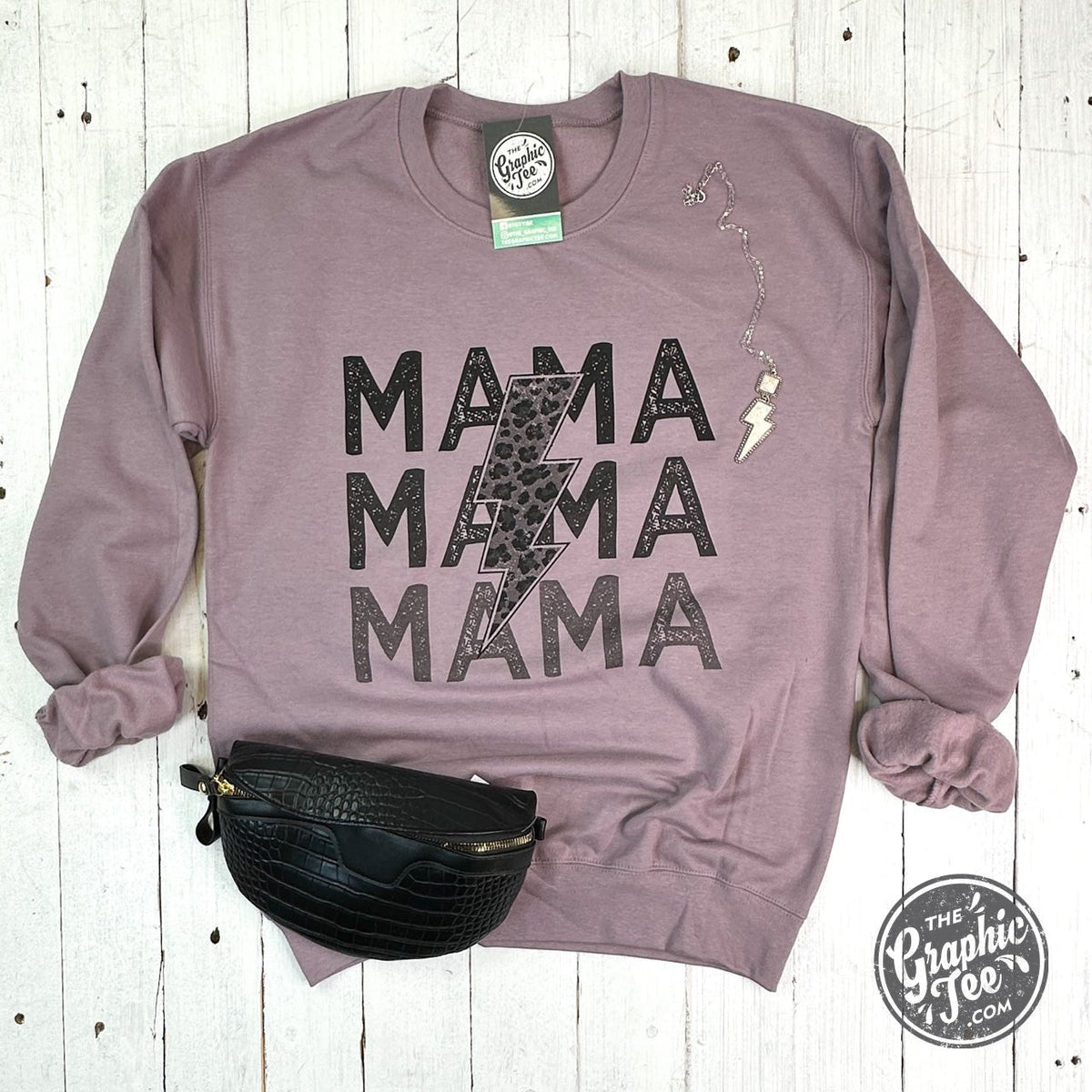 Mama Lightning Bolt Crewneck Sweatshirt - Aaria Tees