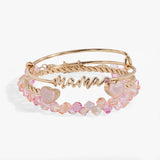 'Mama' Pink Beaded Bangle Set of 3 - Aaria Tees Aaria Tees